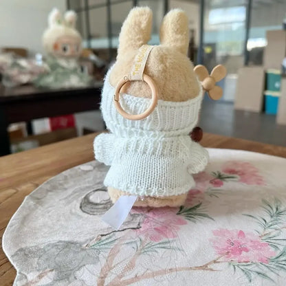 Labubu Doll Clothes Set – Bear Hat & Love Sweater Outfit for 15–17cm Dolls