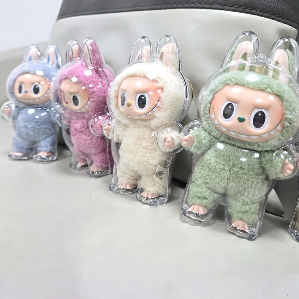Labubu Transparent Protective Cover – Dustproof Display Box for Sitting Party Dolls