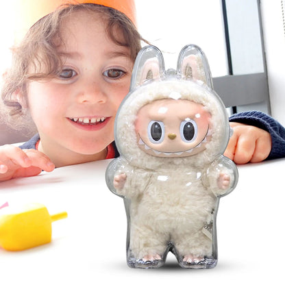 Labubu Transparent Protective Cover – Dustproof Display Box for Sitting Party Dolls